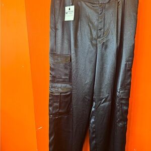 a new day Women's Black Satin Flare Pants